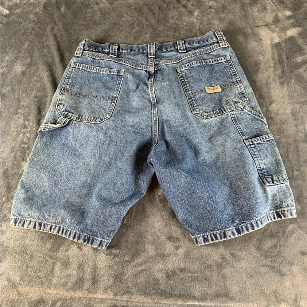Vtg Wrangler Medium Wash Denim‎ Jort Shorts Relaxed Baggy Carpenter Mens Size 36